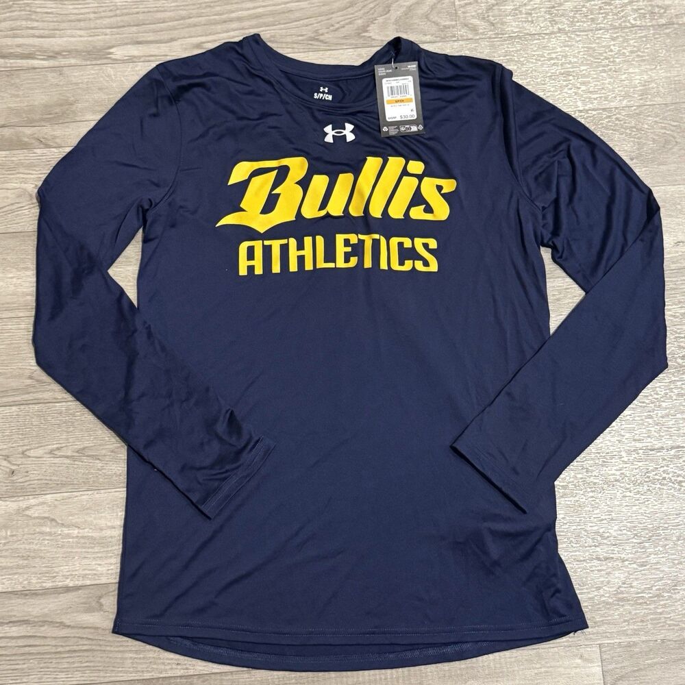 NWT Under Armour Mens Small S Team Tech Long Sleeve Shirt Bullis Athletics Navy